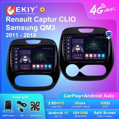 Radio Renault Captur CLIO, Samsung QM3, 2011-2018 Auto Android , Carplay estéreo, sistema de navegação GPS, 2 Din, DSP, DVD, HU