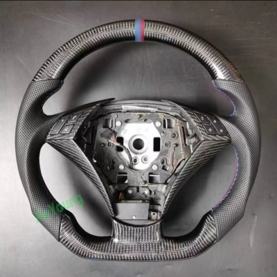 Volante BMW E60 E61 5 Series 2003-2010 De Fibra De Carbono com Couro