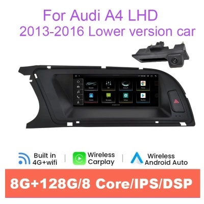 Radio Audi A4 B8 2013-2016, 8,8 ",  4G, Bluetooth, Wi-Fi, Google Play, Navegação GPS