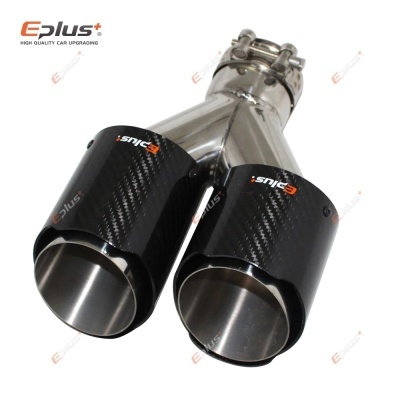 Ponteira Dupla Saida EPLUS INOX acabamento Carbono 