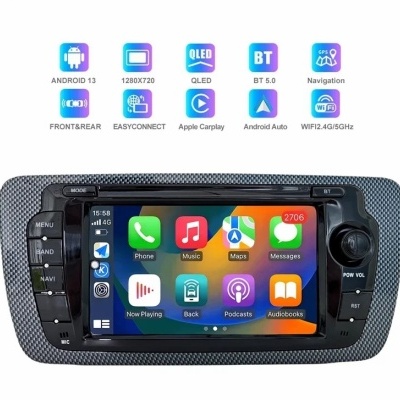 Radio Seat ibiza 6j 2009-2013 Multimídia Navegação GPS Sem Fio Carplay RDS WIFI 4G QLED