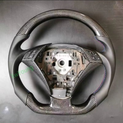 Volante BMW E60 E61 5 Series 2003-2010 De Fibra De Carbono com Couro