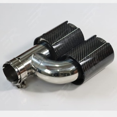 Ponteira Dupla Acabamento Carbono Estilo M Tubo Curvo