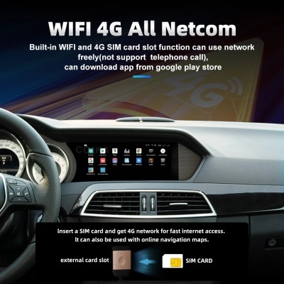 Radio Mercedes C Class, Auto Carplay, Google WiFi, SIM, BT, Navegação GPS, Android, BT, 8 Core, W204, 2011-2014 Novo Modelo 2024 Radio Mercedes C Class, Auto Carplay, Google WiFi, SIM, BT, Navegação GPS, Android, BT, 8 Core, W204, 2011-2014 Novo Modelo 2024