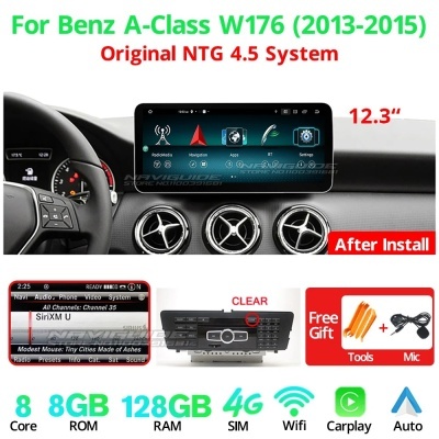 Radio  Mercedes Benz Classe A, Android 12, 8Core, WiFi, BT, GPS, W176, GLA, X156, CLA, C117, 2013-2018, 12,3