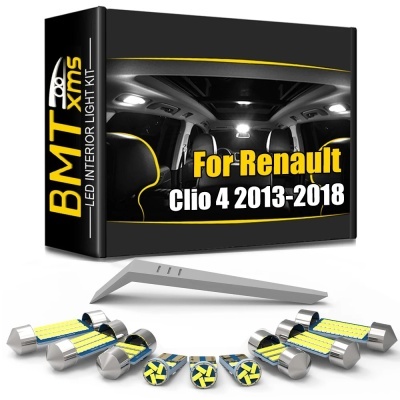 KIT BMTxms-Canbus LED Luz Tronco Interior, Lâmpada de matrícula, Acessórios para Renault Clio 4, 2013, 2014, 2015, 2016, 2017, 2018, 8 peças