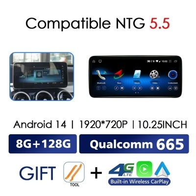 Radio Mercedes Benz Classe C, W205, GLC, X253, 2019-2023 Multimídia Navegação GPS Sem Fio Carplay RDS WIFI 4G QLED