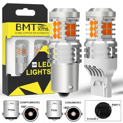 Lâmpada BMTxms-Canbus LED "Piscas" Flash Turn Signal Light, Resistor Embutido, Lâmpadas Amber Sem Erro,  QUALIDADE!!  1156 BA15S P21W, 1156 BA15S PY21W