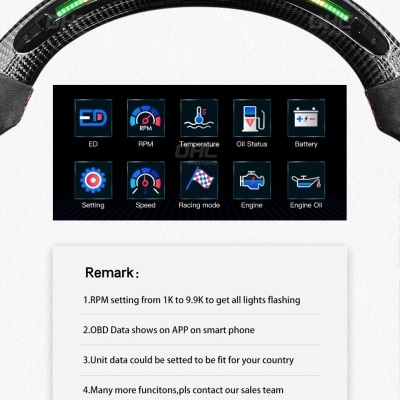 Volante  VW Golf  MK5 GTI GLI R Fibra Carbono  Linha Led Pro