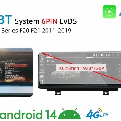 Radio BMW F20 F21 série 1 2 2011-2019 Navegação GPS Sem Fio Carplay RDS WIFI 4G QLED
