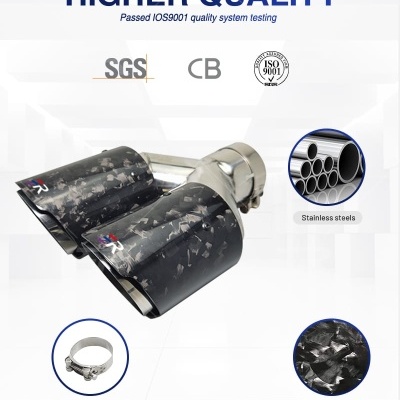 Ponteiras Escape Dupla Saida FULL INOX.  Acabamento Efeito Carbono Forjado Novidade