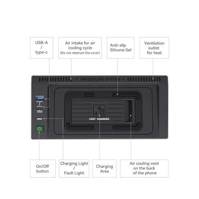 Carregador  rápido sem fio BMW X5, F15, X6, F16, 2014, 2015, 2016, 2017, 2018, 15W