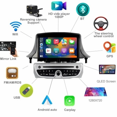 Radio Renault Megane 3 fluence samsung sm3 2008 - 2014  Multimídia Navegação GPS Sem Fio Carplay RDS WIFI 4G QLED