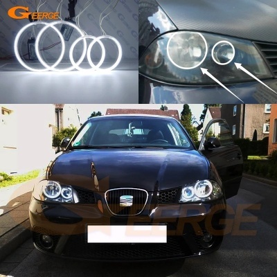Angel Eyes LED Halo Rings Kit Para Seat ibiza 6l cordoba facelift 2006 2007 2008  ultra brilhante ccfl