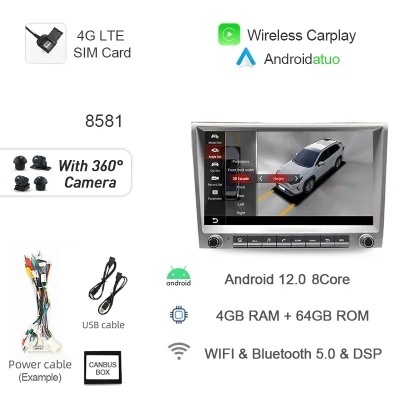 Radio Porsche Cayman 911, 987, Boxster 997, 7862, 720P Auto Android 12, 8G + 256G, navegação GPS, 4GB Carplay,  navegação GPS Radio Porsche Cayman 911, 987, Boxster 997, 7862, 720P Auto Android 12, 8G + 256G, navegação GPS, 4GB Carplay,  navegação GPS