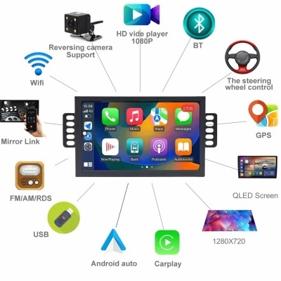 Radio Peugeot 407 cc 407sw 2004-2011 Multimídia Navegação GPS Sem Fio Carplay RDS WIFI 4G QLED