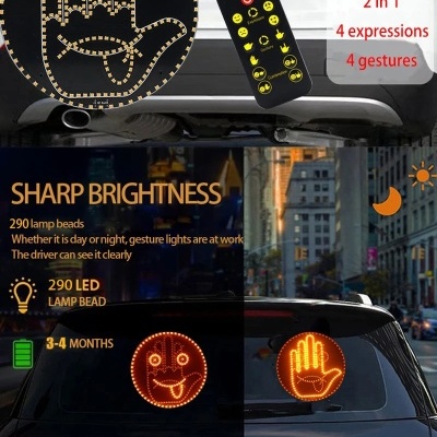 Carro Finger Expression Light, Controle remoto, Iluminação LED, Gesto Light, Road Race, Gesto Médio Dedo