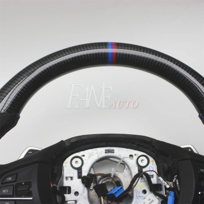 Volante  BMW X5, F15, F85, X6, F16 de fibra de carbono com couro,SEM PATILHAS