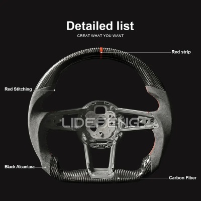 Volante Audi TT, R8, TTRS, TTS, MK2, MK3, 8P, 2016-2023 Fibra de Carbono