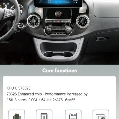 Radio  Mercedes Benz, 12,3 ", Vito W447 116 2014-2021, navegação GPS, rádio, Android 12, Carplay, 4G, câmera 360 TOPO de GAMA 2024 KIT