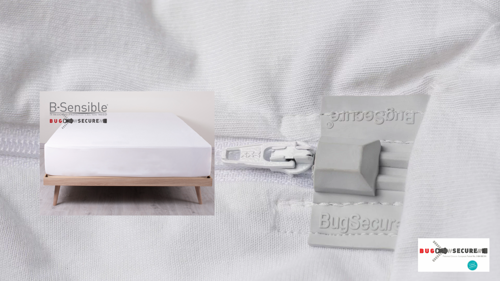 Protetor&#x20;de&#x20;Colch&#x00E3;o&#x20;Completo&#x20;Imperme&#x00E1;vel&#x20;BUGSECURE&#x00AE;&#x20;da&#x20;B-Sensible&#x00AE;&#x20;para&#x20;Toppers&#x20;Cor&#x20;Branco