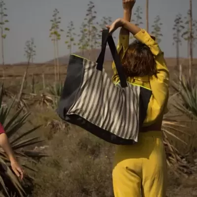 Saco de praia Black Stripes Maxi Saco de praia Black Stripes Maxi