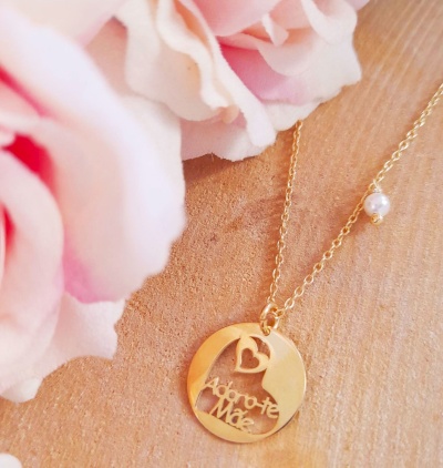 Colar "Adoro-te Mãe" Prata 925        c/ Banho de Ouro         Ref. 91599