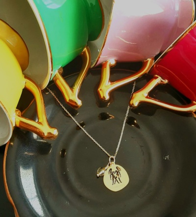 Colar Prata  Signo Gémeos  925 c/ Banho de Ouro  e Pingente Citrino