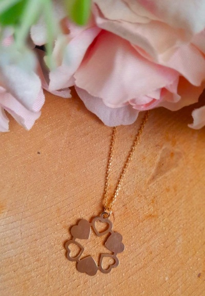 Colar "Corações" Prata 925 c/ Banho de Ouro  Ref. 92790