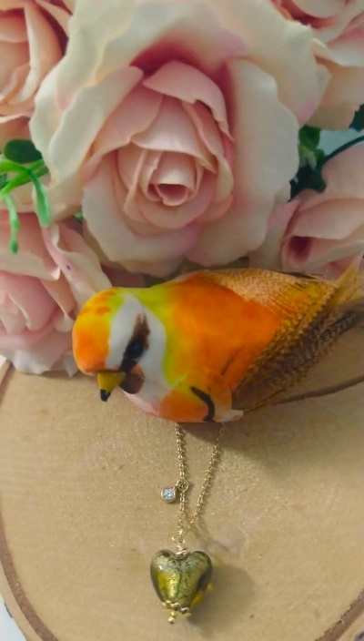 Colar "Coração" Cristal de Murano  Prata 925 c/ Banho de Ouro  Ref. 92043C