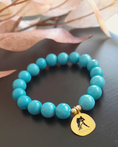 Pulseira Aquário Prata 925 c/ Banho de Ouro e  Turquesas