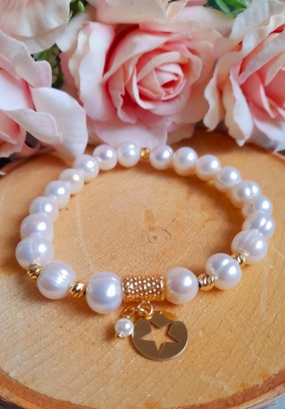 Pulseira de pérolas de aquacultura - Prata 925 c/ Banho ouro Ref. 90301