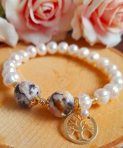 Pulseira de pérolas de aquacultura - Prata 925 c/ Banho ouro Ref. 90502