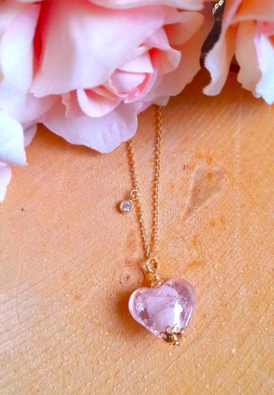 Colar "Coração" Cristal de Murano  Prata 925 c/ Banho de Ouro Ref. 92043E