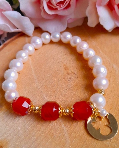 Pulseira de pérolas de aquacultura - Prata 925 c/ Banho ouro Ref. 90702