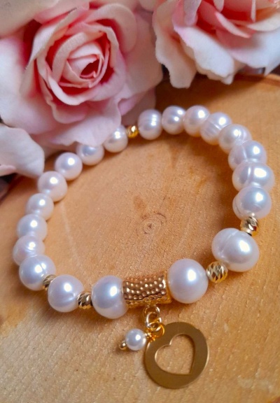 Pulseira de pérolas  de aquacultura- Prata 925 c/ Banho ouro  Ref. 90300