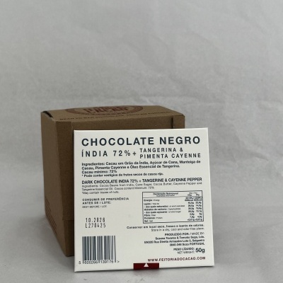 Chocolate Negro Índia 72% + Tangerina & Pimenta Cayenne