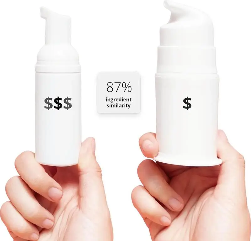 Um creme de 5 € pode ser igual a um creme de 25 €? Dois cremes cosméticos lado a lado para comparação de fórmulas e preços