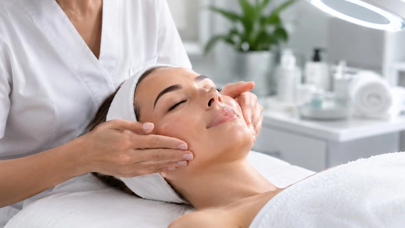 Hidratação intensiva da pele seca no cuidado facial profissional Profissional de estética a realizar um cuidado facial numa cliente
