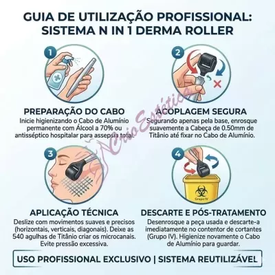 Dermaroller Profissional N in 1 (0.50mm) – Cabo em Alumínio e Agulhas de Titânio