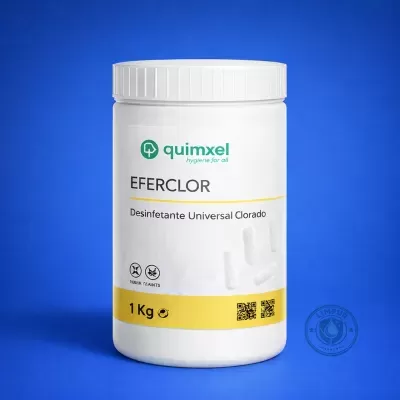 Produto desinfetante clorado Eferclor em comprimidos para eliminar germes em superfícies