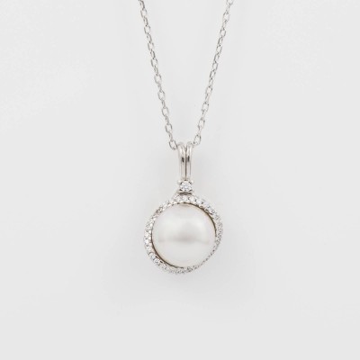 Colar Prata, Pérola e Zircónias