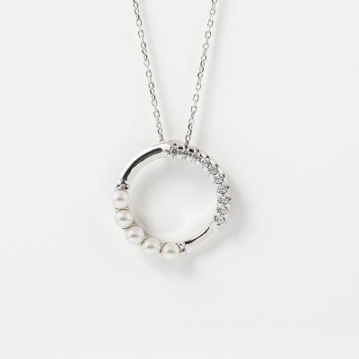 Colar Prata, Pérolas e Zircónias