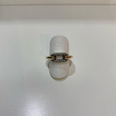 Anel Leaf Prata e Ouro