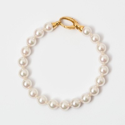 Pulseira Prata Dourada e Pérolas