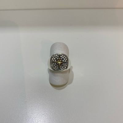 Anel Leaf Prata e Ouro