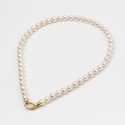 Colar Prata Dourada e Pérolas