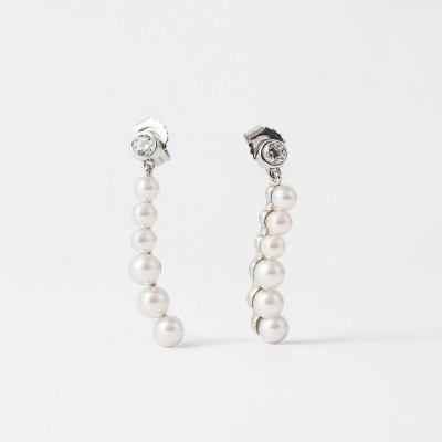 Brincos Prata, Pérolas e Zircónia