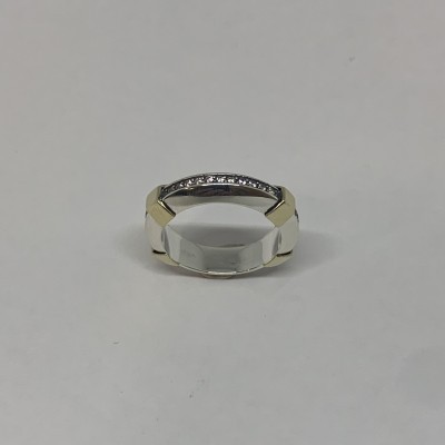 Anel LEAF Prata e Ouro