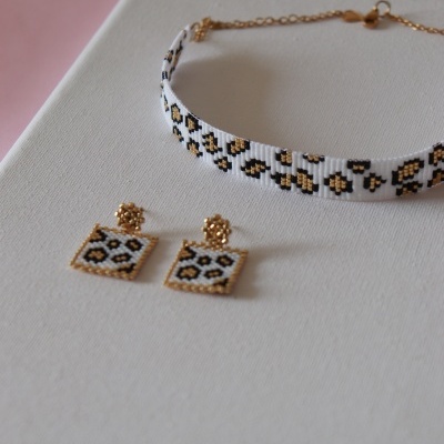 conjunto choker animal print